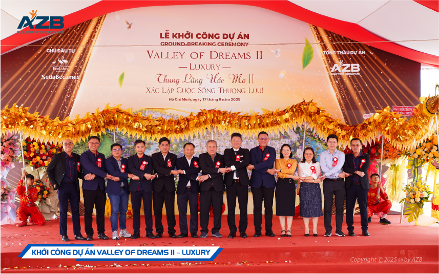 AZB KHỞI CÔNG DỰ ÁN VALLEY OF DREAMS II – LUXURY: KIẾN TẠO BIỂU TƯỢNG SỐNG ĐẲNG CẤP TẠI ECOLAKES