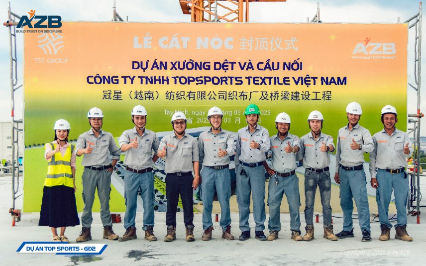 CẤT NÓC DỰ ÁN XƯỞNG DỆT VÀ CẦU NỐI CÔNG TY TNHH TOPSPORTS TEXTILE VIỆT NAM